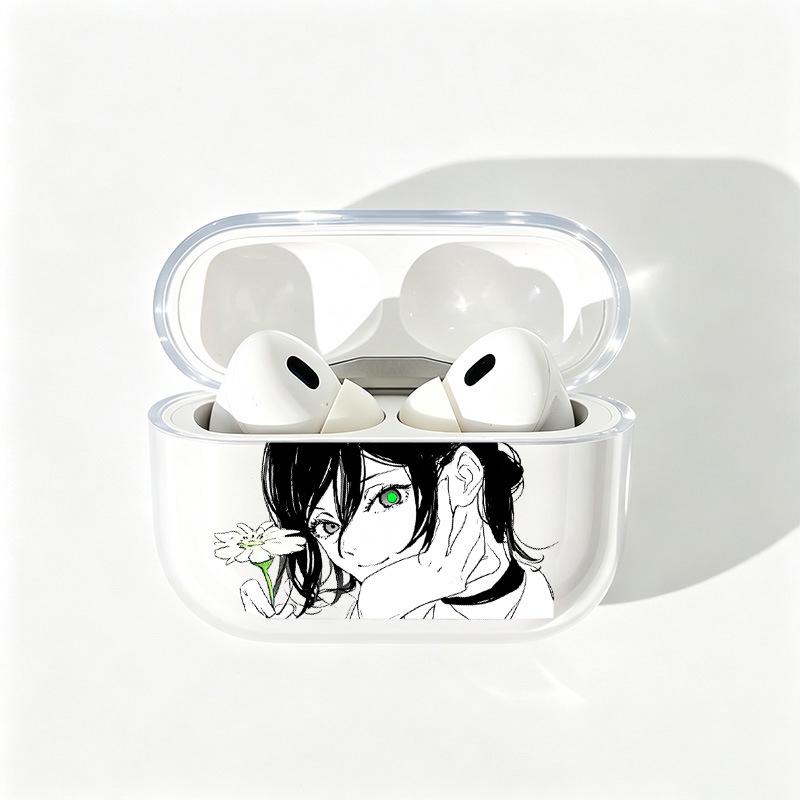 Чехол для AirPods Man-бензопила Reze Аниме для Pro3/Pro2/4-го поколения - Мягкая прозрачная защитная оболочка