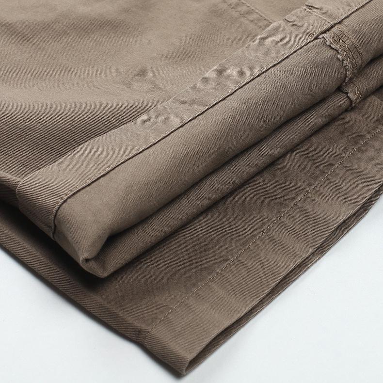 Мужские летние шорты из чистого хлопка с высокой посадкой, свободного кроя - с двойными складками, средней длины, повседневная одежда для мужчин среднего и пожилого возраста.