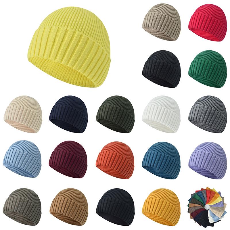 Unisex Korean Style Knit Beanie - Solid Color, Casual, Warm Autumn/Winter Hat