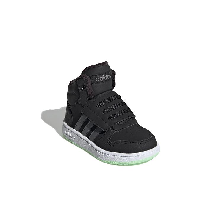 adidas Neo Hoops 2.0 Удобные Нескользящие Ботинки Средней Высоты для Малышей Черно-Бело-Зеленые для Младенцев и Малышей EE6711