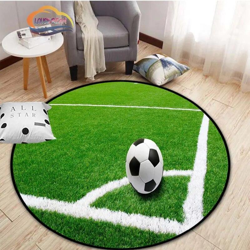 Ковер с изображением футбола, украшение для гостиной, круглая кровать, стул, коврик для дома, входная дверь, дети