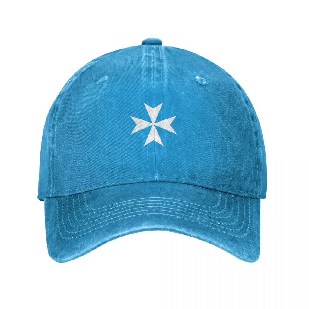 CROSS MALTA Maltese Amalfi Cross Maltese cross Knights Hospitaller WHITE on BLACK Baseball Cap Luxury Hat Unisex Womens