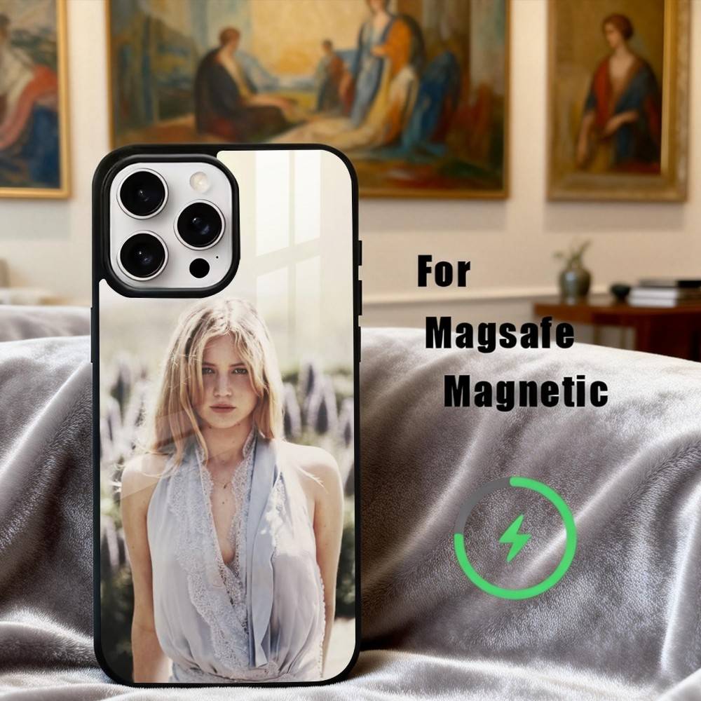 enchanting J-Jennifer Lawrence Actress Phone Case For iPhone17,16,15,14,13,12,11 Plus,For Magnetic Wireless Charge Cover