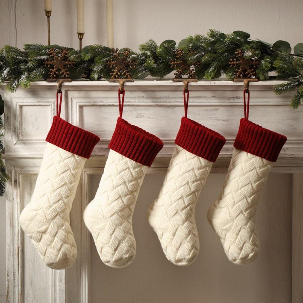 Xmas Tree Ornaments Knitted Christmas Stocking Hanging Gift Bag  Christmas Decor