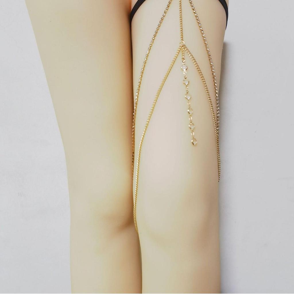 Sexy Rhinestone Thigh Chain - Sweet & Cool Elastic Beach Leg Jewelry