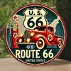 Винтажная жестяная металлическая табличка Route 66 8x8 дюймов Декор стен в стиле Americana Ретро Мужская берлога Гаражное искусство