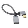 Кабель переходник SUNROZ 4К Mini HDMI Male на HDMI 2.0 Female Grey Aluminum Braided, 20 см (Вправо) (A486500)