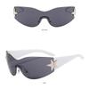 Oversized Rimless Goggle Punk Wrap Around Y2K Sunglasses for Women Men Shades Sports Sun Glasses