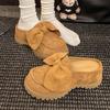 Fashion Bow Flats Women Mules Shoes Platform Suede Slingback Slippers Fashion Dress Sandals 2025 Casual Cozy Designer Zapatos De Mujer