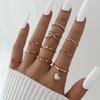 Gold/Silver Wave Joint Rings Set Alloy Love Chain Joint Ring New Multi Style Ring Set  Woman