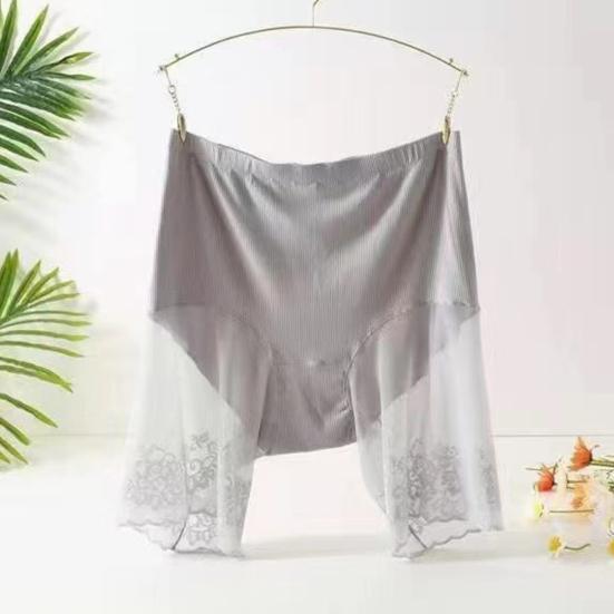 Women Safety Pants High Elasticity Solid Color Seamless Lace Patchwork Anti-exposure High Waist Tummy Control Quick Dry Mini