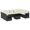 VidaXL Salon de Jardin avec Coussins 10 pcs, Canapés de Terrasse, Ensemble de Meubles de Patio, Mobilier d'Extérieur, Noir 3220605