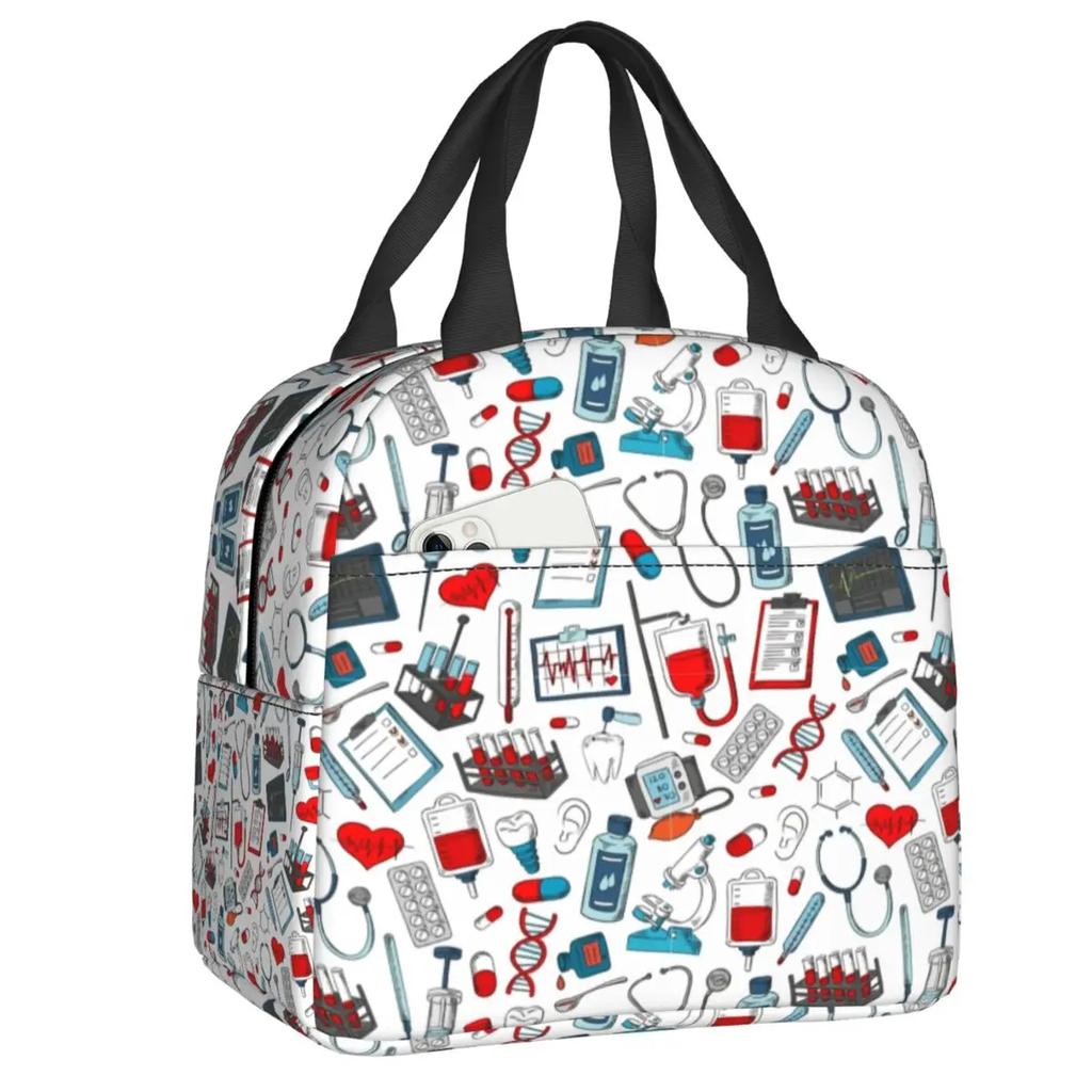 Забавный узор медсестры изолированный ланч-бокс для женщин водонепроницаемый мультфильм медсестры термохолодильник бенто бокс офис пикник путешествия