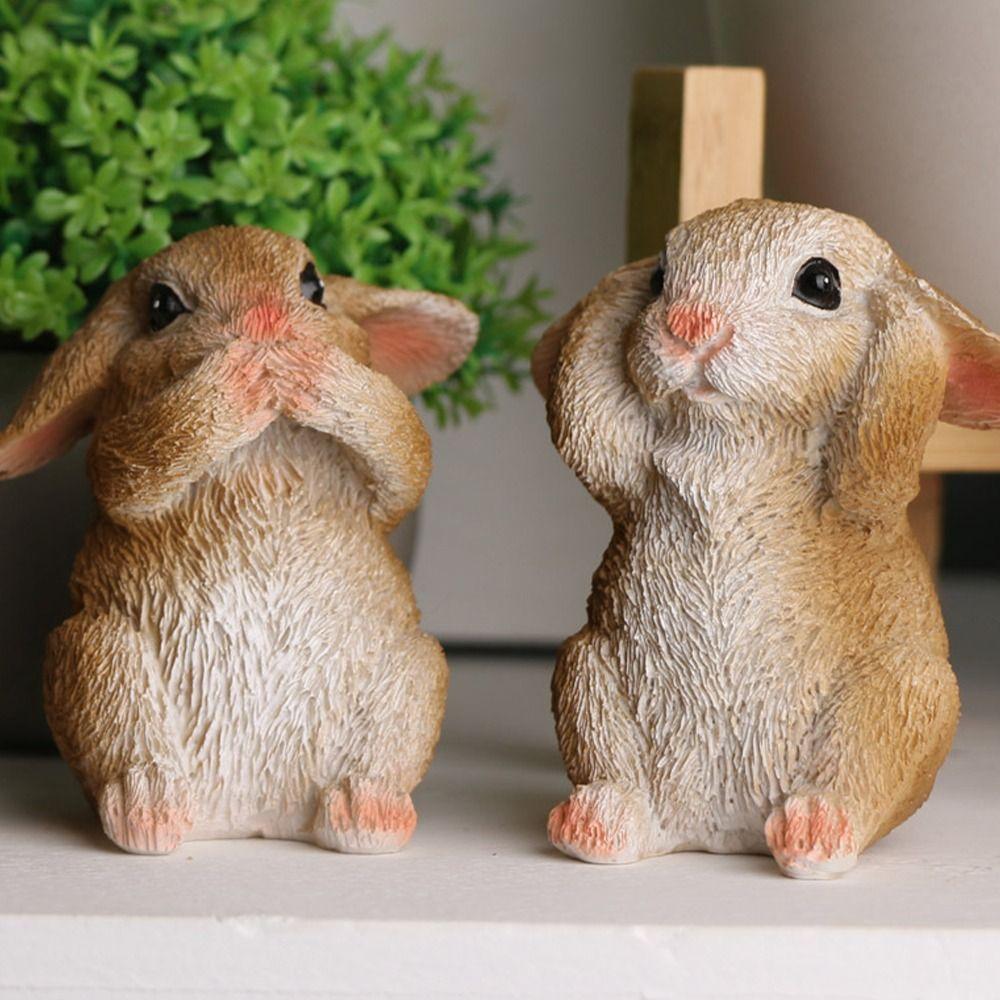 3 шт./набор из смолы, фигурка пасхального кролика, милый кролик, настольное украшение, скульптура кролика, фермерский двор