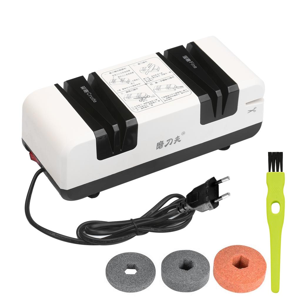 Electric Knife Sharpener Automatic Cut Sharpeners 15-Degree Bevel Crude and Fine Grooves Knives Scissors Kitchen Cutter Grinder