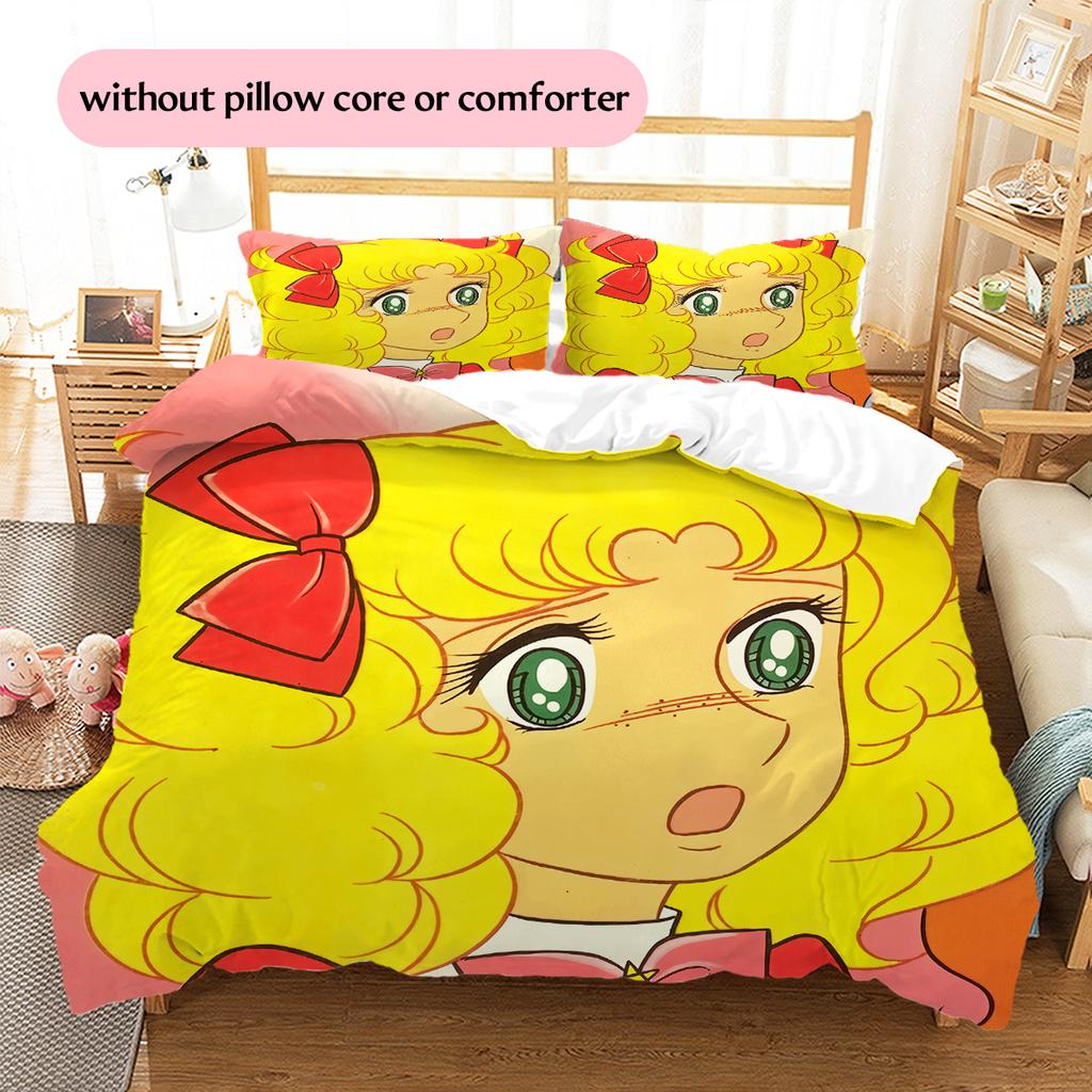 Candy Candy Pattern Bedding Quilt Set Home Decoration Gift (1 * duvet cover + 2 * pillowcase without core)