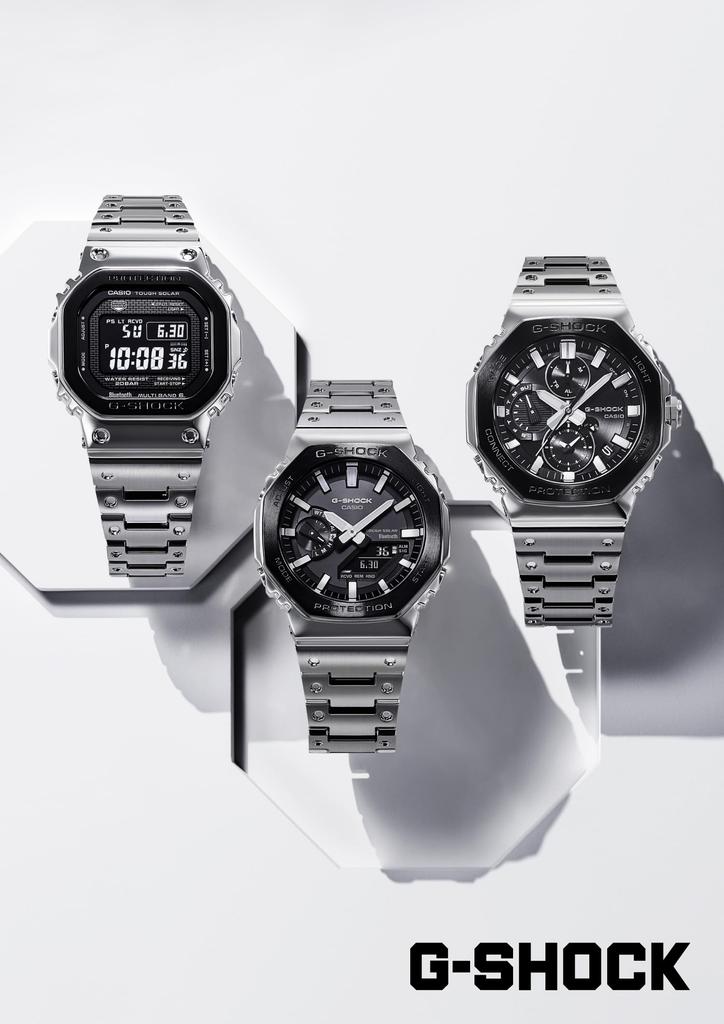 Часы Casio Full Tough Черный Серебристый G-Shock Мужские GM-B2100BT-1AJF, Металл, Bluetooth, Солнечная батарея, Безель,