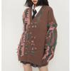 Autumn Winter New Lazy Style Korean Leopard Print Knit Cardigan Hooded Versatile Long Sleeve Sweater Coat