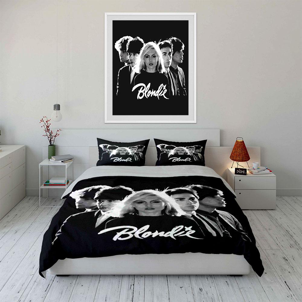 Blondie Band Black & White Style Bedding Duvet Cover Set Duvet Cover Pillowcases (1*Duvet Cover 2*Pillowcases, without duvet insert)