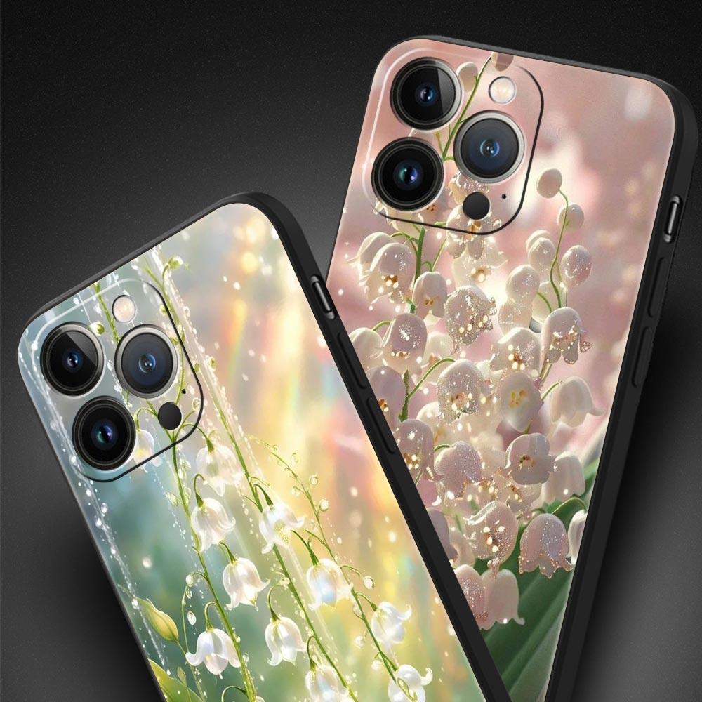 Прозрачный цветочный чехол-бампер Ландыш для iPhone 17 16 15 14 13 12 Pro Max 11 Pro Max 17 AIR Plus Мягкий ТПУ Корпус Сумки