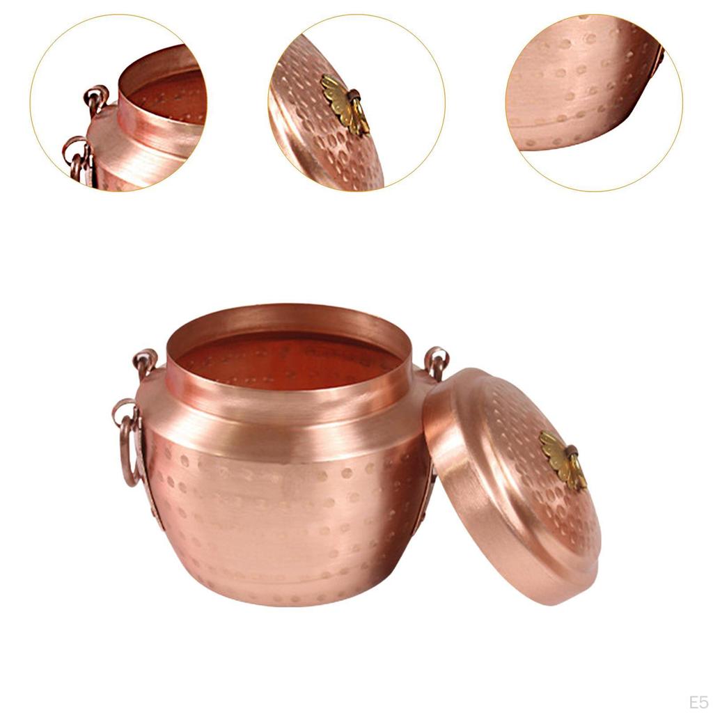 Copper Pot with Lid Single Person Nonstick Cookware Soup Stew Pan for