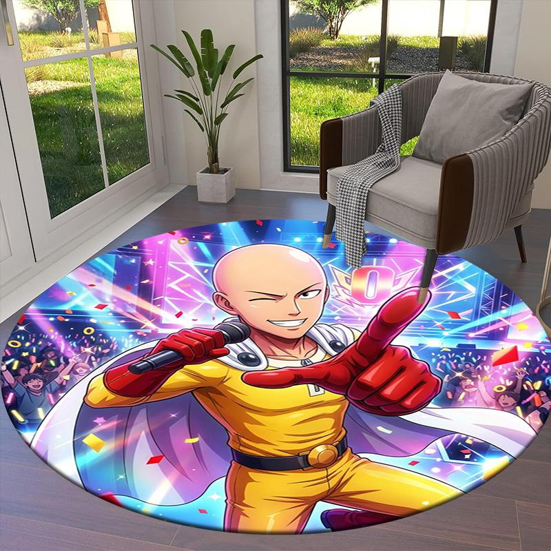 Onepunch Man Round Area Rug Carpet Rug For Living Room Bedroom Sofa Playroom Decor Nonslip Floor Mat