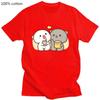 100% Cotton T-shirt Kawaii Mochi Peach Cat Clothing Bubble Tea Graphic Tshirts Casual Summer Tees Camisetas De Muje Short Sleeve