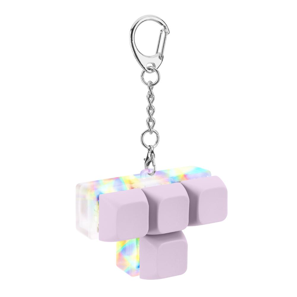 4 Buttons Keyboard Fidget Keychain with LED Light Keyboard Clicker Glowing Mechanical Keyboard Fidget Keyring Stress Relief Toys