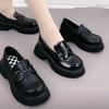 Soft Leather Loafers Women's Muffin Platform Single Shoes Women's 2025 New Spring British Style One-pedal Small Leather Shoes Children