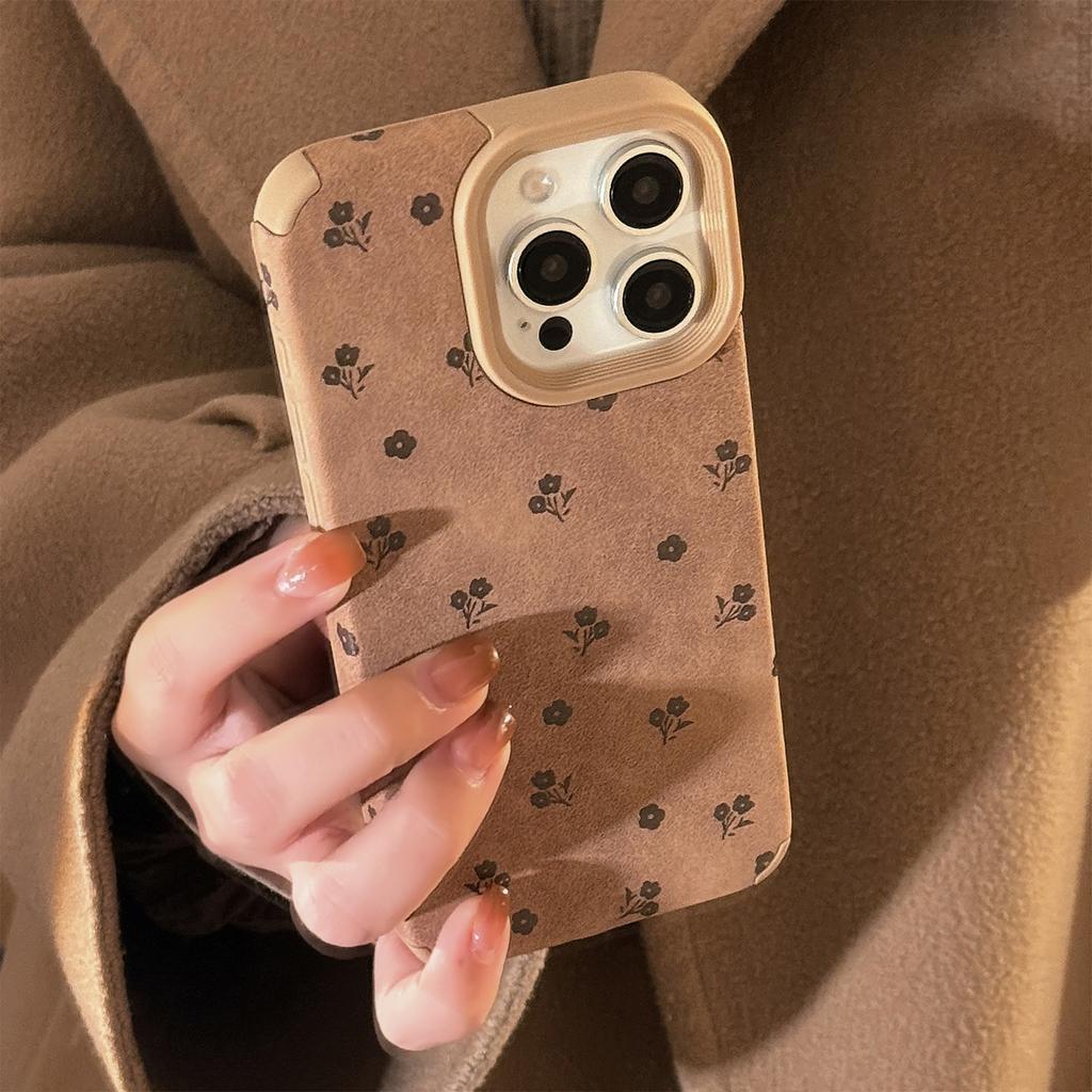 French Flower Faux Leather Phone Case for iPhone 16 15 14 13 13/12/11promax