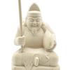 HU Trading Ebisu Ten (total height 14cm, width 8.5cm, depth 7cm) Wood Carving Figurine Made of Hinoki Wood Ebisu Seven Lucky Gods b13730