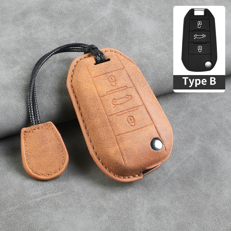 Leather Car Flip Key Case Cover for Peugeot 208 308 408 508 2008 3008 4008 5008 306 407 807 for Citroen C1 C3 C4 CACTUS C6 C8