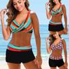 Women's Fashion Split High Waist Printed Bikini With Bra Pads And No Steel Bra Swimsuit