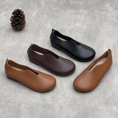 Новая простая, плоская и повседневная женская обувь из мягкой кожи