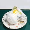 European Style Ceramic Coffee Cup with Saucer and Spoons Lemon Butterfly Pattern Coffee Cup Set