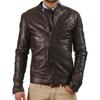 Men's Genuine Lambskin Brown Leather Jacket Stylish Motorcycle Bomber Biker Outerwear MJ 13
