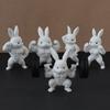 Cute Easter Fitness Rabbit Funny Plastic Muscular Rabbit Statue  Collectors Realistic Small Rabbit Ornament Home Desk Decor