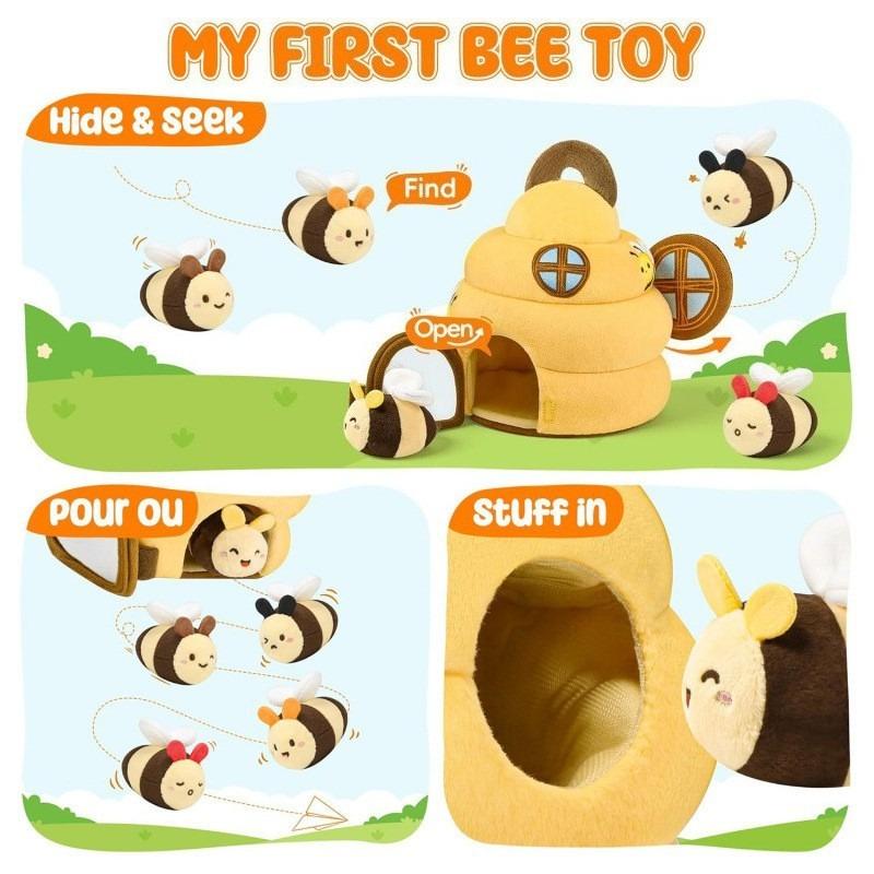 6Pcs Soft Bee Plush Toy Set With 5 Colorful Sensory Interactive Educational Dolls For Baby Gifts