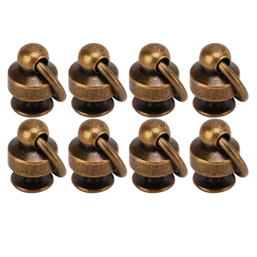 200 Sets Monk Rivet with Pull Rings 8mm High Gloss Exquisite Workmanship Leather Rivets for DIY