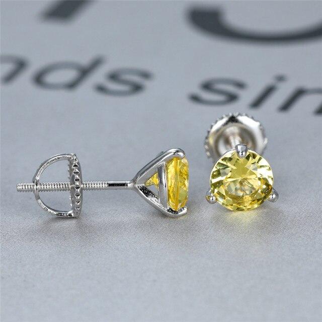 6 мм круглые черные серьги-гвоздики с тремя зубцами для женщин из стерлингового серебра разноцветные лабораторные нити серьги