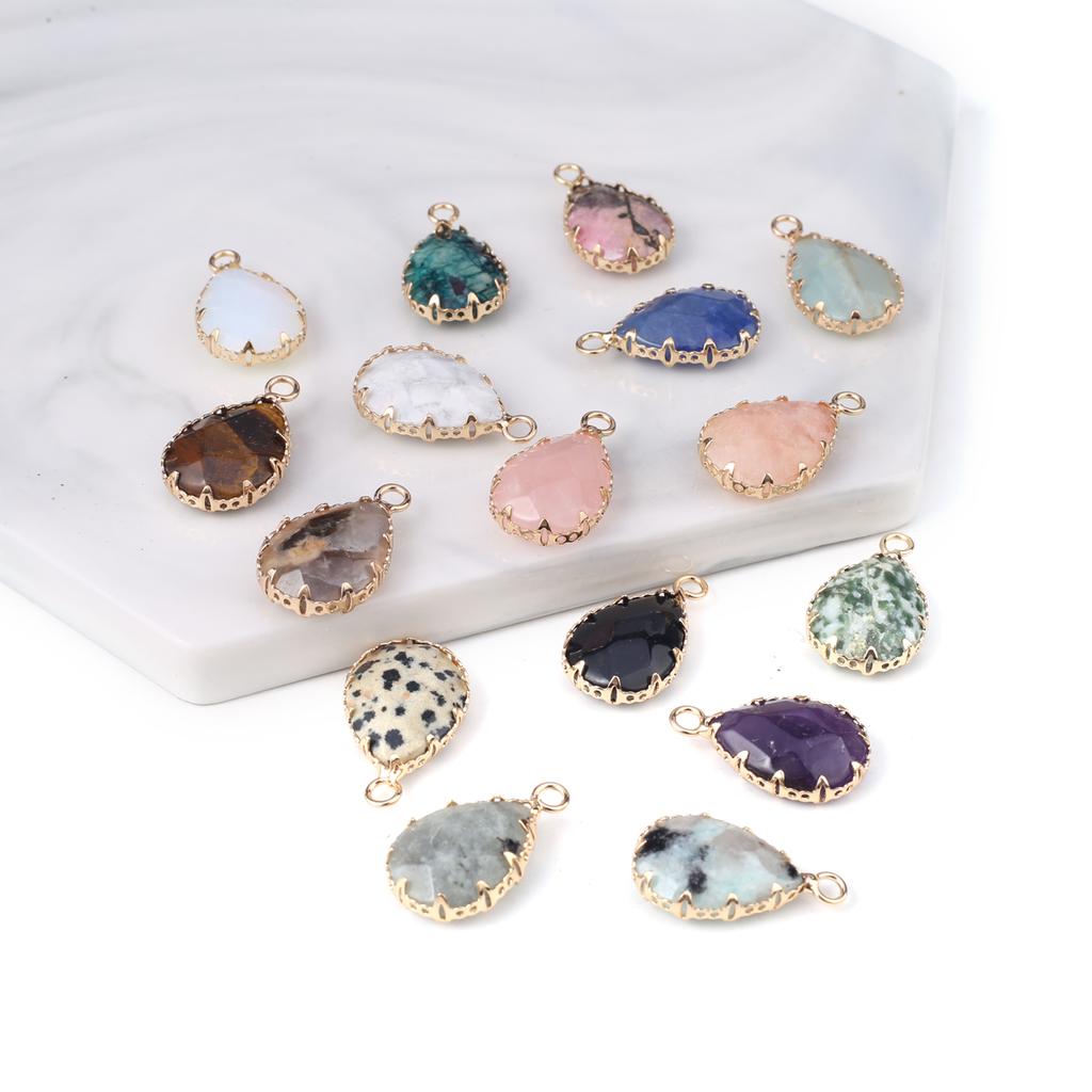 2 шт., небольшой кулон из натурального камня, граненый кулон в форме капли для изготовления ювелирных изделий, ожерелье, серьги, аксессуар для браслета