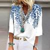 Women's Shirt Blouse Casual Loose Shirts  3/4 Sleeve  Print  V Neck Tops Print  Tops T-shirts Tee