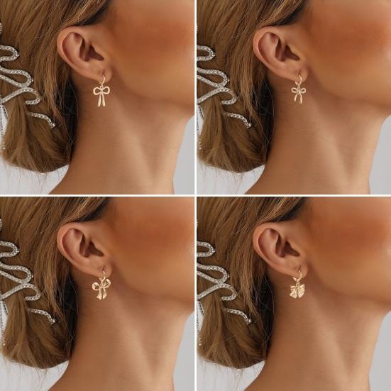 1 пара женских серег в форме гладких полых полированных бантов для украшения ушей, ювелирных изделий для выпускного вечера