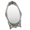 Retro Desktop Makeup Mirror Floral Embossed Beaded Edges Clear Image Functional Vintage Mirror