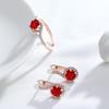 Full Zircon Gold Plated Drop Earrings Red Zircon Women Vintage Party Jewelry