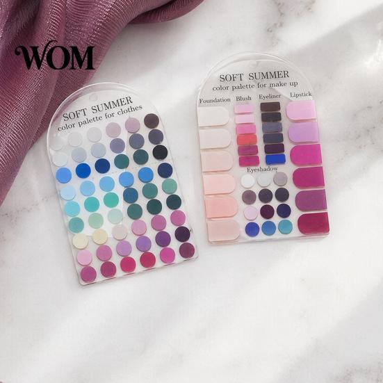 Color Analysis Template Cards 2Pcs Summer Set, Portable Seasonal Palette Matching Card Card, Acrylic Personal Guide for Outfits & Makeup