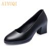 Women's Shoes Large Spring Genuine Leather Women's Shoes Single Thick Heel Professional Office Shoes Women