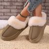 Женские зимние ботинки большого размера с круглым носком и толстой подошвой, повседневные короткие теплые домашние ботинки из хлопка с толстым бархатом, однотонные, 36-42