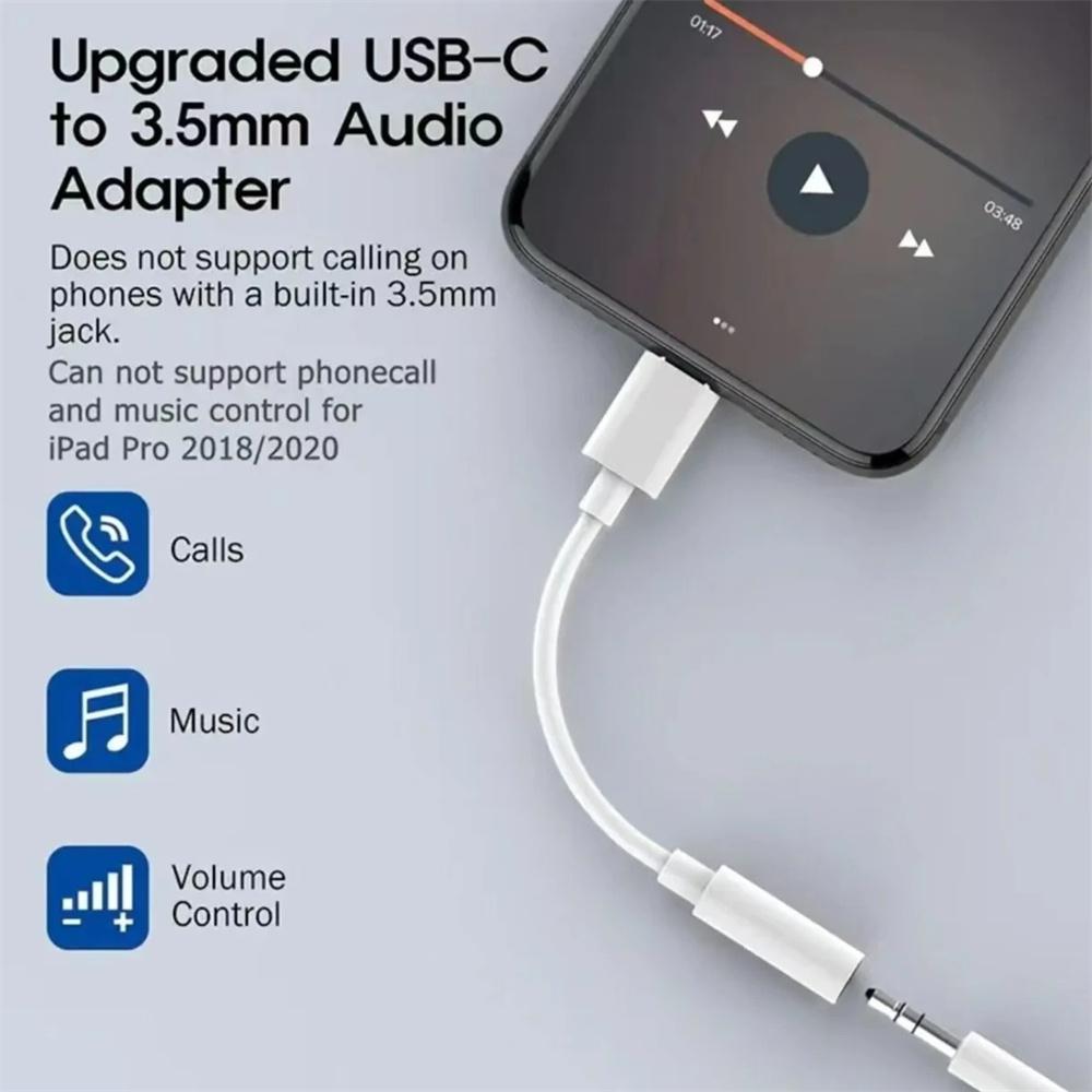 Аудиоадаптер USB Type C на 3,5 мм DAC с разъемом для наушников для iPhone 15 Samsung Huawei Xiaomi Android USB-C Разъем для наушников 3