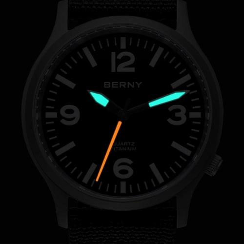 BERNY Titanium Watch Men Men's Watch Men's Watch Japan Sweep Seconds Quartz Movement VH31 5ATM Waterproof Analog Quartz Watch Super Luminous Sapphire